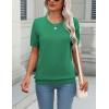 Zeagoo Womens Summer Short Sleeve Tops Crew Neck Lightweight Pullover Sweaters Loose Dressy Casual Blouse Basic Clothes(Green)