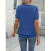 Zeagoo Womens Summer Short Sleeve Tops Crew Neck Lightweight Pullover Sweaters Loose Dressy Casual Blouse Basic Clothes(Heather Blue)