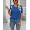 Zeagoo Womens Summer Short Sleeve Tops Crew Neck Lightweight Pullover Sweaters Loose Dressy Casual Blouse Basic Clothes(Heather Blue)
