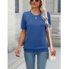 Zeagoo Womens Summer Short Sleeve Tops Crew Neck Lightweight Pullover Sweaters Loose Dressy Casual Blouse Basic Clothes(Heather Blue)