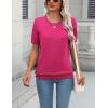 Zeagoo Womens Summer Short Sleeve Tops Crew Neck Lightweight Pullover Sweaters Loose Dressy Casual Blouse Basic Clothes(Hot Pink)
