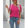 Zeagoo Womens Summer Short Sleeve Tops Crew Neck Lightweight Pullover Sweaters Loose Dressy Casual Blouse Basic Clothes(Hot Pink)