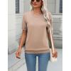 Zeagoo Womens Summer Short Sleeve Tops Crew Neck Lightweight Pullover Sweaters Loose Dressy Casual Blouse Basic Clothes(Khaki)