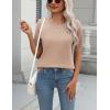 Zeagoo Womens Summer Short Sleeve Tops Crew Neck Lightweight Pullover Sweaters Loose Dressy Casual Blouse Basic Clothes(Khaki)