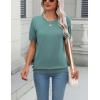 Zeagoo Womens Summer Short Sleeve Tops Crew Neck Lightweight Pullover Sweaters Loose Dressy Casual Blouse Basic Clothes(Lake Blue)