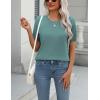 Zeagoo Womens Summer Short Sleeve Tops Crew Neck Lightweight Pullover Sweaters Loose Dressy Casual Blouse Basic Clothes(Lake Blue)