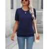 Zeagoo Womens Summer Short Sleeve Tops Crew Neck Lightweight Pullover Sweaters Loose Dressy Casual Blouse Basic Clothes(Navy Blue)