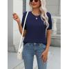 Zeagoo Womens Summer Short Sleeve Tops Crew Neck Lightweight Pullover Sweaters Loose Dressy Casual Blouse Basic Clothes(Navy Blue)