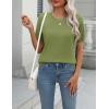 Zeagoo Womens Summer Short Sleeve Tops Crew Neck Lightweight Pullover Sweaters Loose Dressy Casual Blouse Basic Clothes(Olive)