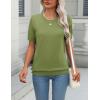 Zeagoo Womens Summer Short Sleeve Tops Crew Neck Lightweight Pullover Sweaters Loose Dressy Casual Blouse Basic Clothes(Olive)