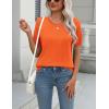 Zeagoo Womens Summer Short Sleeve Tops Crew Neck Lightweight Pullover Sweaters Loose Dressy Casual Blouse Basic Clothes(Orange)