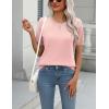 Zeagoo Womens Summer Short Sleeve Tops Crew Neck Lightweight Pullover Sweaters Loose Dressy Casual Blouse Basic Clothes(Pink)