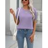 Zeagoo Womens Summer Short Sleeve Tops Crew Neck Lightweight Pullover Sweaters Loose Dressy Casual Blouse Basic Clothes(Purple)