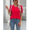 Zeagoo Womens Summer Short Sleeve Tops Crew Neck Lightweight Pullover Sweaters Loose Dressy Casual Blouse Basic Clothes(Red)