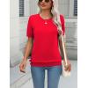 Zeagoo Womens Summer Short Sleeve Tops Crew Neck Lightweight Pullover Sweaters Loose Dressy Casual Blouse Basic Clothes(Red)