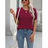 Zeagoo Womens Summer Short Sleeve Tops Crew Neck Lightweight Pullover Sweaters Loose Dressy Casual Blouse Basic Clothes(Wine Red)