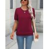 Zeagoo Womens Summer Short Sleeve Tops Crew Neck Lightweight Pullover Sweaters Loose Dressy Casual Blouse Basic Clothes(Wine Red)