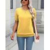 Zeagoo Womens Summer Short Sleeve Tops Crew Neck Lightweight Pullover Sweaters Loose Dressy Casual Blouse Basic Clothes(Yellow)