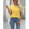 Zeagoo Womens Summer Short Sleeve Tops Crew Neck Lightweight Pullover Sweaters Loose Dressy Casual Blouse Basic Clothes(Yellow)