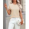 Zeagoo Womens Summer Short Sleeve Tops Crew Neck Pullover Sweaters Cap Sleeve Loose Dressy Casual Blouse Basic Clothes(Apricot)