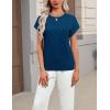 Zeagoo Womens Summer Short Sleeve Tops Crew Neck Pullover Sweaters Cap Sleeve Loose Dressy Casual Blouse Basic Clothes(Dark Blue)