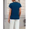 Zeagoo Womens Summer Short Sleeve Tops Crew Neck Pullover Sweaters Cap Sleeve Loose Dressy Casual Blouse Basic Clothes(Dark Blue)