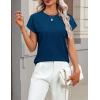 Zeagoo Womens Summer Short Sleeve Tops Crew Neck Pullover Sweaters Cap Sleeve Loose Dressy Casual Blouse Basic Clothes(Dark Blue)