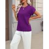 Zeagoo Womens Summer Short Sleeve Tops Crew Neck Pullover Sweaters Cap Sleeve Loose Dressy Casual Blouse Basic Clothes(Dark Purple)