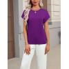 Zeagoo Womens Summer Short Sleeve Tops Crew Neck Pullover Sweaters Cap Sleeve Loose Dressy Casual Blouse Basic Clothes(Dark Purple)