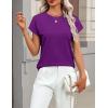 Zeagoo Womens Summer Short Sleeve Tops Crew Neck Pullover Sweaters Cap Sleeve Loose Dressy Casual Blouse Basic Clothes(Dark Purple)
