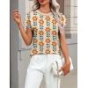 Zeagoo Womens Summer Short Sleeve Tops Crew Neck Pullover Sweaters Cap Sleeve Loose Dressy Casual Blouse Basic Clothes(Floral Apricot-sf167)