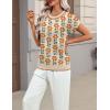 Zeagoo Womens Summer Short Sleeve Tops Crew Neck Pullover Sweaters Cap Sleeve Loose Dressy Casual Blouse Basic Clothes(Floral Apricot-sf167)