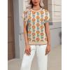 Zeagoo Womens Summer Short Sleeve Tops Crew Neck Pullover Sweaters Cap Sleeve Loose Dressy Casual Blouse Basic Clothes(Floral Apricot-sf167)