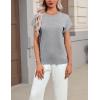Zeagoo Womens Summer Short Sleeve Tops Crew Neck Pullover Sweaters Cap Sleeve Loose Dressy Casual Blouse Basic Clothes(Gray)