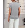 Zeagoo Womens Summer Short Sleeve Tops Crew Neck Pullover Sweaters Cap Sleeve Loose Dressy Casual Blouse Basic Clothes(Gray)
