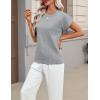 Zeagoo Womens Summer Short Sleeve Tops Crew Neck Pullover Sweaters Cap Sleeve Loose Dressy Casual Blouse Basic Clothes(Gray)