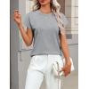 Zeagoo Womens Summer Short Sleeve Tops Crew Neck Pullover Sweaters Cap Sleeve Loose Dressy Casual Blouse Basic Clothes(Gray)
