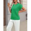 Zeagoo Womens Summer Short Sleeve Tops Crew Neck Pullover Sweaters Cap Sleeve Loose Dressy Casual Blouse Basic Clothes(Green)