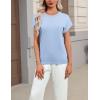 Zeagoo Womens Summer Short Sleeve Tops Crew Neck Pullover Sweaters Cap Sleeve Loose Dressy Casual Blouse Basic Clothes(Light Blue)