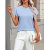 Zeagoo Womens Summer Short Sleeve Tops Crew Neck Pullover Sweaters Cap Sleeve Loose Dressy Casual Blouse Basic Clothes(Light Blue)