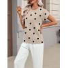 Zeagoo Womens Summer Short Sleeve Tops Crew Neck Pullover Sweaters Cap Sleeve Loose Dressy Casual Blouse Basic Clothes(Love Print-khaki Ax72)