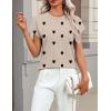 Zeagoo Womens Summer Short Sleeve Tops Crew Neck Pullover Sweaters Cap Sleeve Loose Dressy Casual Blouse Basic Clothes(Love Print-khaki Ax72)
