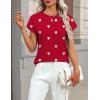 Zeagoo Womens Summer Short Sleeve Tops Crew Neck Pullover Sweaters Cap Sleeve Loose Dressy Casual Blouse Basic Clothes(Love Print-red Ax71)