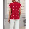 Zeagoo Womens Summer Short Sleeve Tops Crew Neck Pullover Sweaters Cap Sleeve Loose Dressy Casual Blouse Basic Clothes(Love Print-red Ax71)