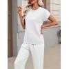 Zeagoo Womens Summer Short Sleeve Tops Crew Neck Pullover Sweaters Cap Sleeve Loose Dressy Casual Blouse Basic Clothes(White)