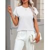 Zeagoo Womens Summer Short Sleeve Tops Crew Neck Pullover Sweaters Cap Sleeve Loose Dressy Casual Blouse Basic Clothes(White)