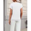 Zeagoo Womens Summer Short Sleeve Tops Crew Neck Pullover Sweaters Cap Sleeve Loose Dressy Casual Blouse Basic Clothes(White)