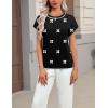 Zeagoo Womens Summer Short Sleeve Tops Crew Neck Pullover Sweaters Cap Sleeve Loose Dressy Casual Blouse Basic Clothes(White Floral-black Jh454)