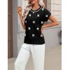 Zeagoo Womens Summer Short Sleeve Tops Crew Neck Pullover Sweaters Cap Sleeve Loose Dressy Casual Blouse Basic Clothes(White Floral-black Jh454)