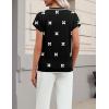 Zeagoo Womens Summer Short Sleeve Tops Crew Neck Pullover Sweaters Cap Sleeve Loose Dressy Casual Blouse Basic Clothes(White Floral-black Jh454)